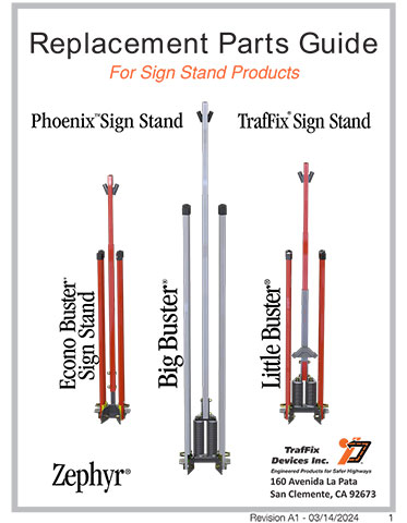 Cover image of the Replacement Parts Guide for TrafFix Sign Stands, Revision A1 (#Parts)