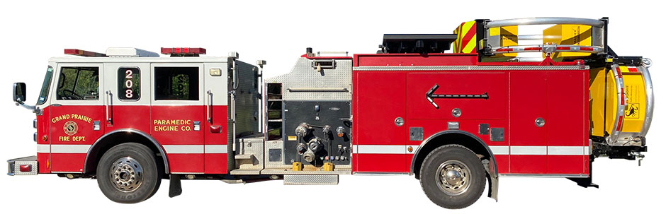 A Scorpion II BLOCKER attached to an apparatus from the Grand Prairie Fire Department in Texas