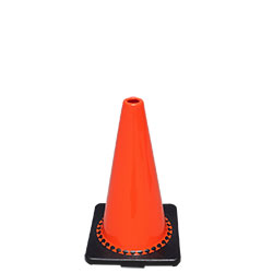 An unsheeted 18" TrafFix PVC Cone with no reflective collar (#15018-NSWB-C3).