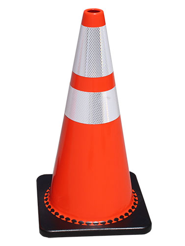 28" TrafFix PVC Cone with one (1) 6" and one (1) 4" reflective collars (#15028-HIWB-C7)