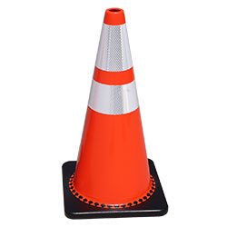 A 28" TrafFix PVC Cone with one (1) 6" and one (1) 4" reflective collars (#15028-HIWB-C7).