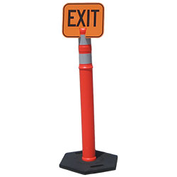 Orange sign with black text saying "Exit" (#015) on a 42" Grabber-Tube (#16131-N-015)