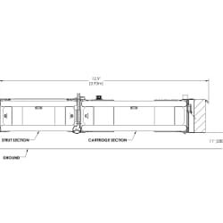Side view technical drawing of the Scorpion II Truck Mounted Attenuator.